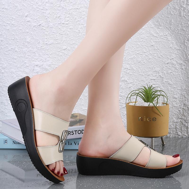 Summer Women's Wedge Sandals Premium Orthopedic Open Toe Vintage Anti-slip Leather Casual Platform Retro Shoes