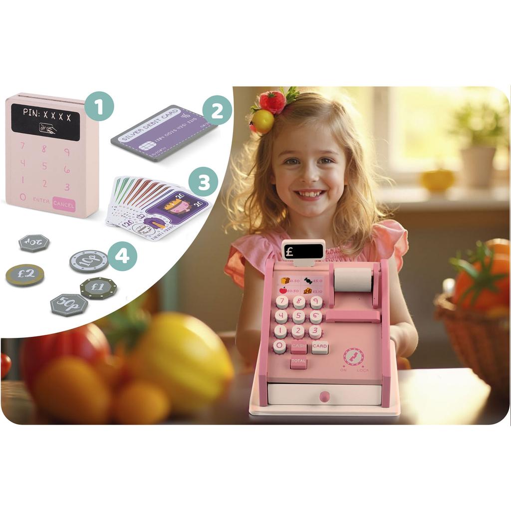 Wooden Cash Register Toy Ricokids