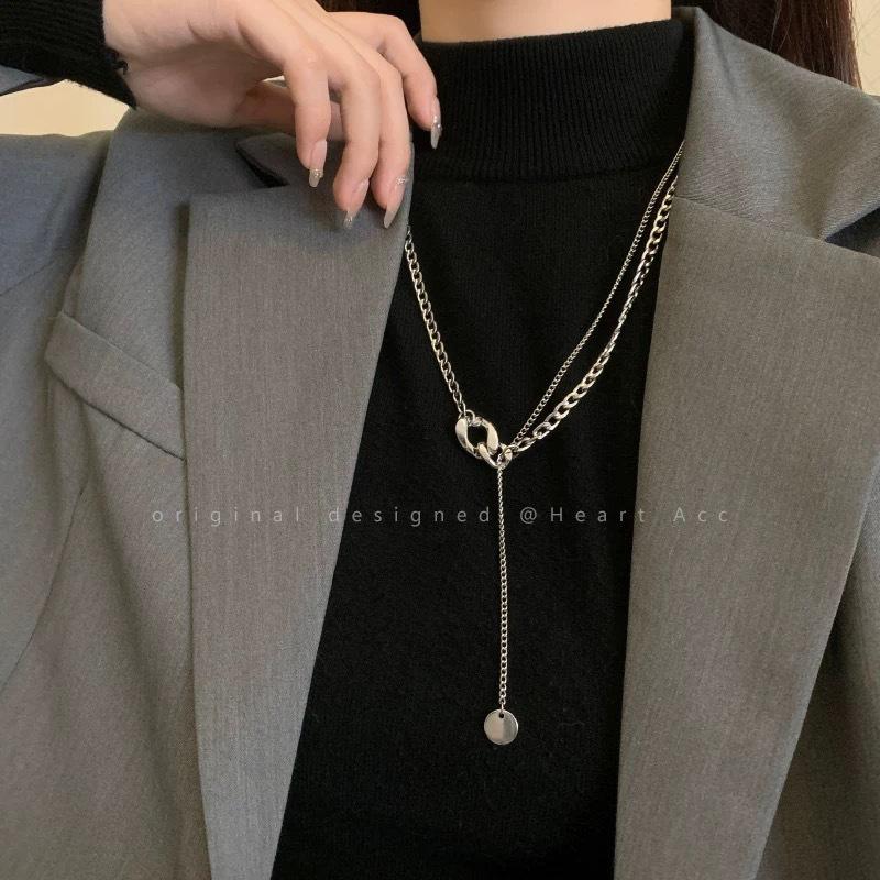 Advanced design splicing fringed sweater chain women's light luxury niche temperament necklace new collarbone chain