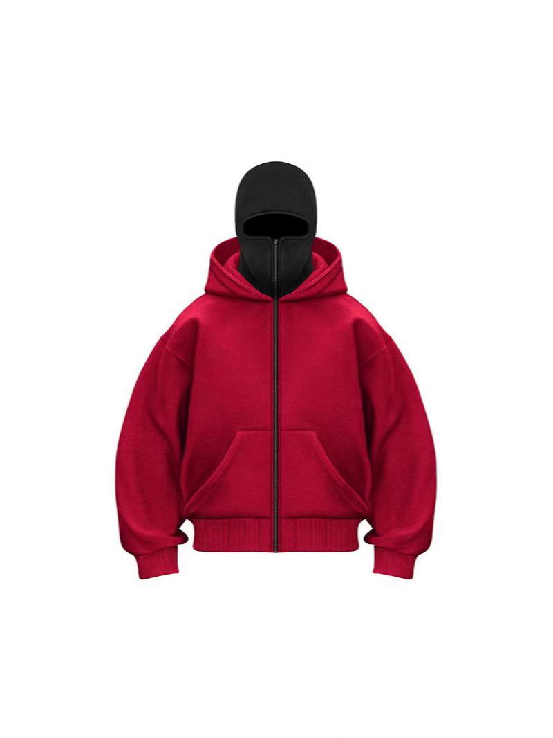

High-Weight Double Hooded Iron Zipper Sweatshirt - Youth Solid Color for Autumn/Winter Medium
