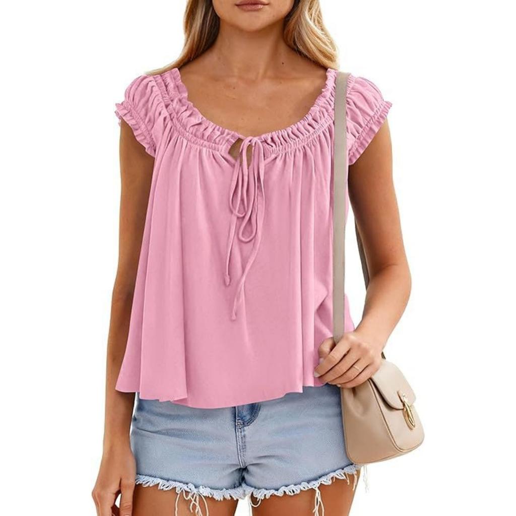 Fashionable Women's Temperament  Ruffle Edge Shirt Pleated Top