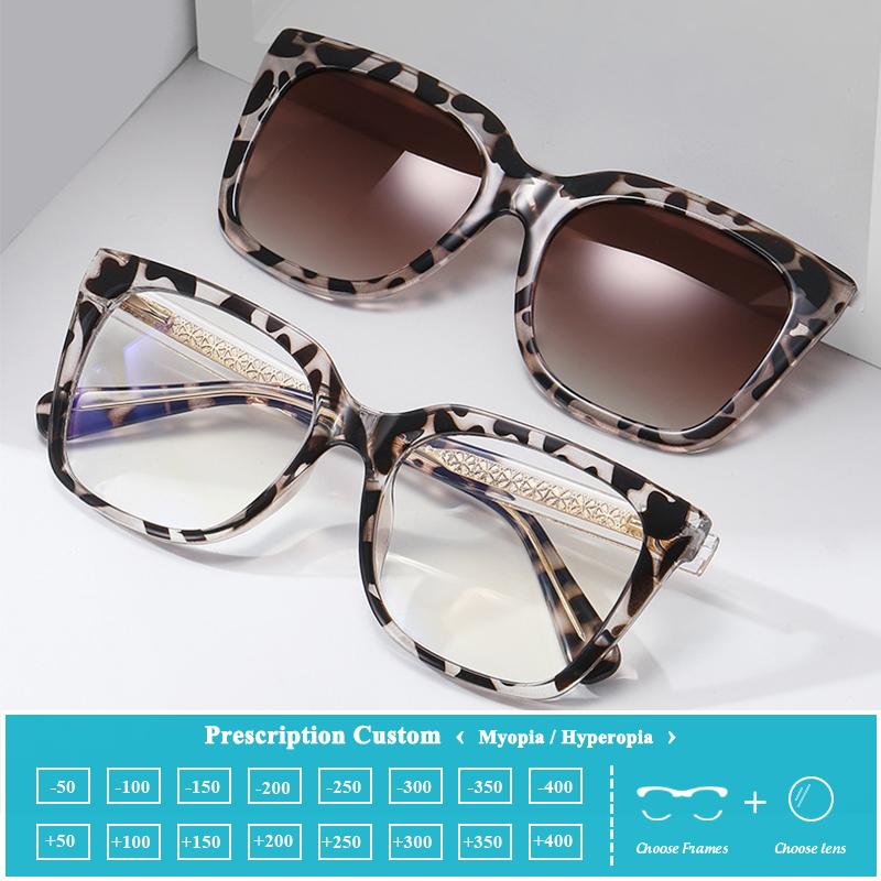 Custom Myopia Prescription Women Men Polarized Clip On Sunglasses Fashion Computer Eyeglasses TR90 Anti Blue Light Glasses Frame