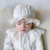 Newborn Baby Hat Lace Brim Rounded Top Solid Color Lace-up Beanie Hat Sun-Protection Accessories Cute Infant Cotton Bonnet Summer