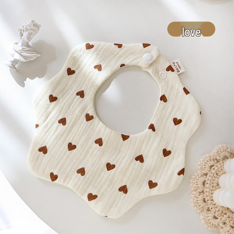 Cross-Border Six-Layer Cotton Crepe Baby Drool Bib - Pure Cotton Crinkled Gauze Marshmallow Bib
