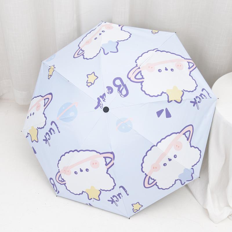 Cartoon Digital Automatic Tri-fold Sun and Rain Umbrella, Folding Umbrella, Black Coating UV Protection, Sunshade, Sunshade Umbrella Manufacturer