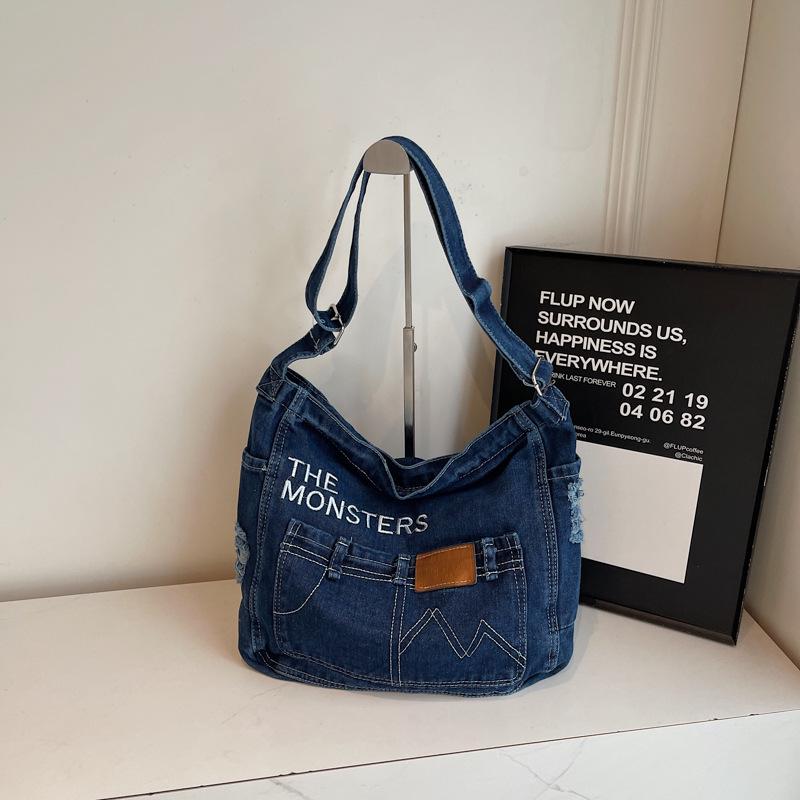 2026 Summer Trend Retro Denim Large Capacity Shoulder Tote for Women
