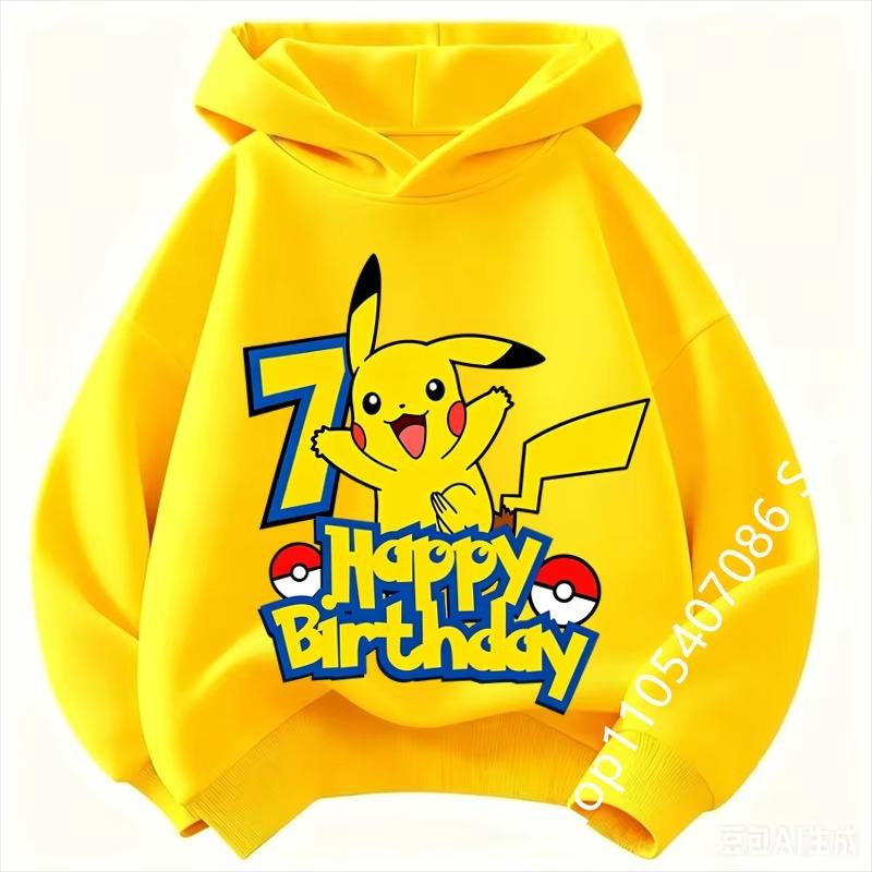 Children Birthday Clothes Number hoodie Boy Girl hoodie Cute Cartoon Summer Toddler Kids Tops