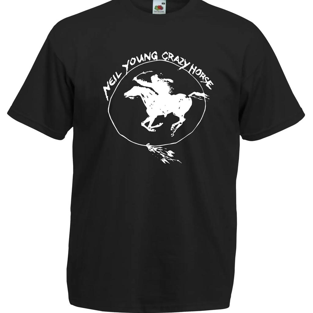Neil Young Crazy Horse Retro T Shirt Vintage Washed Stretched Breathable Top For Everyday Wear Slightly Comfortable