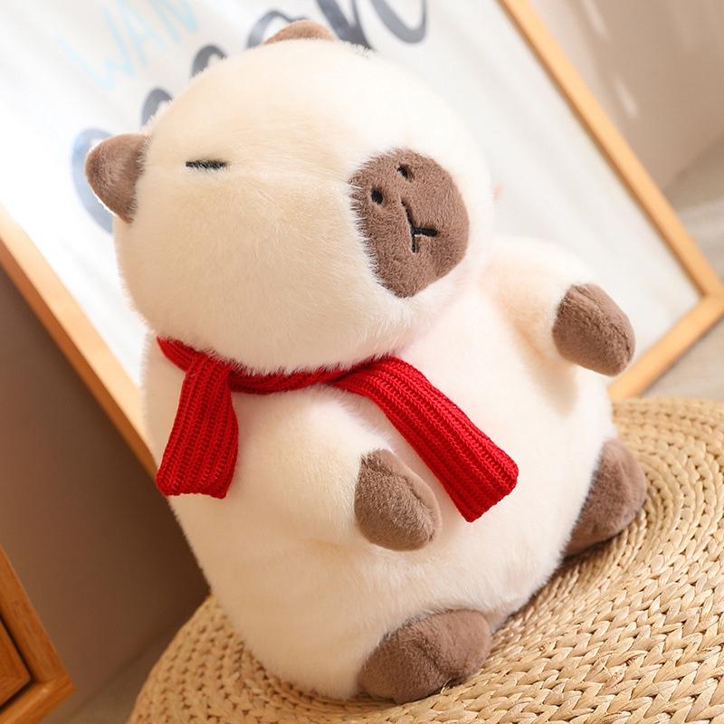 Adorable Capybara Plush Toy For Home Decoration And Cozy Pillow Gifts In White And Brown