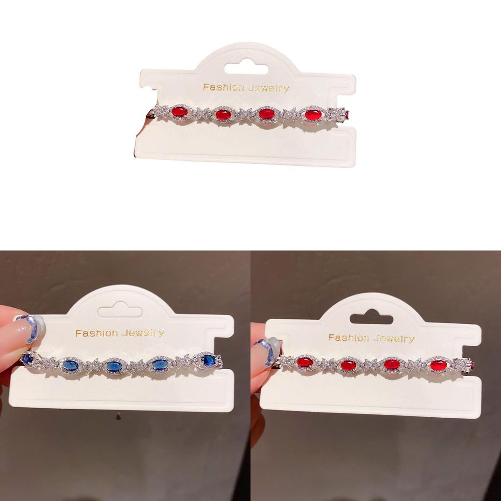 Bracciale in Argento con Zircone Ovale Geometrico Stile Lussuoso per Regalo Donna
