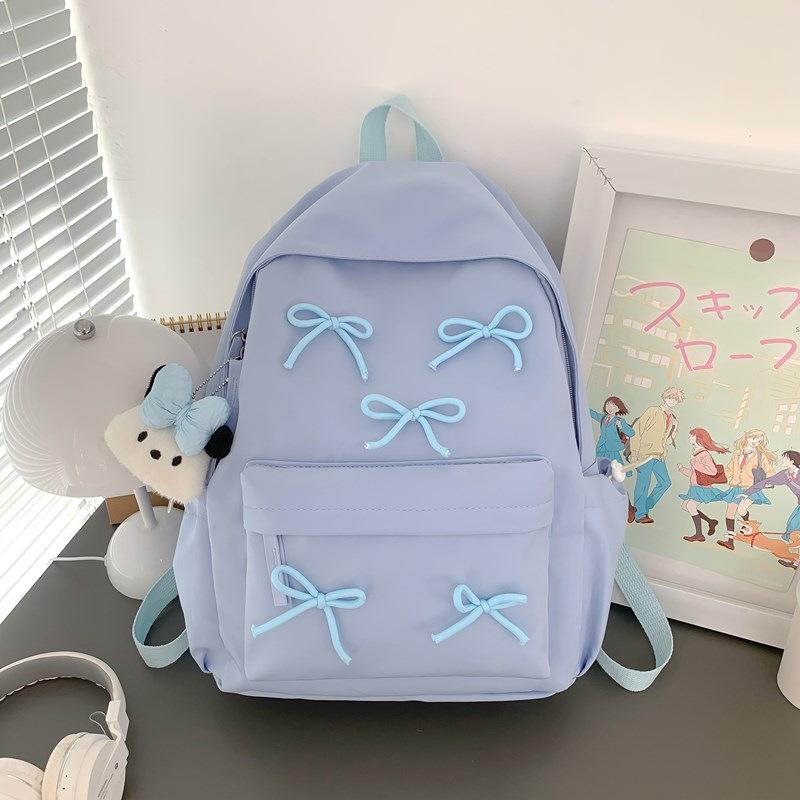Schoolbag College Student Backpack Junior High School Student Computer Bag Korean Version Simple Girl Bow School Bag Large Capacity Backpack Female