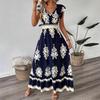 Polyester Beach Dress With 3d Print Vneck High Waist For Summer Vacation