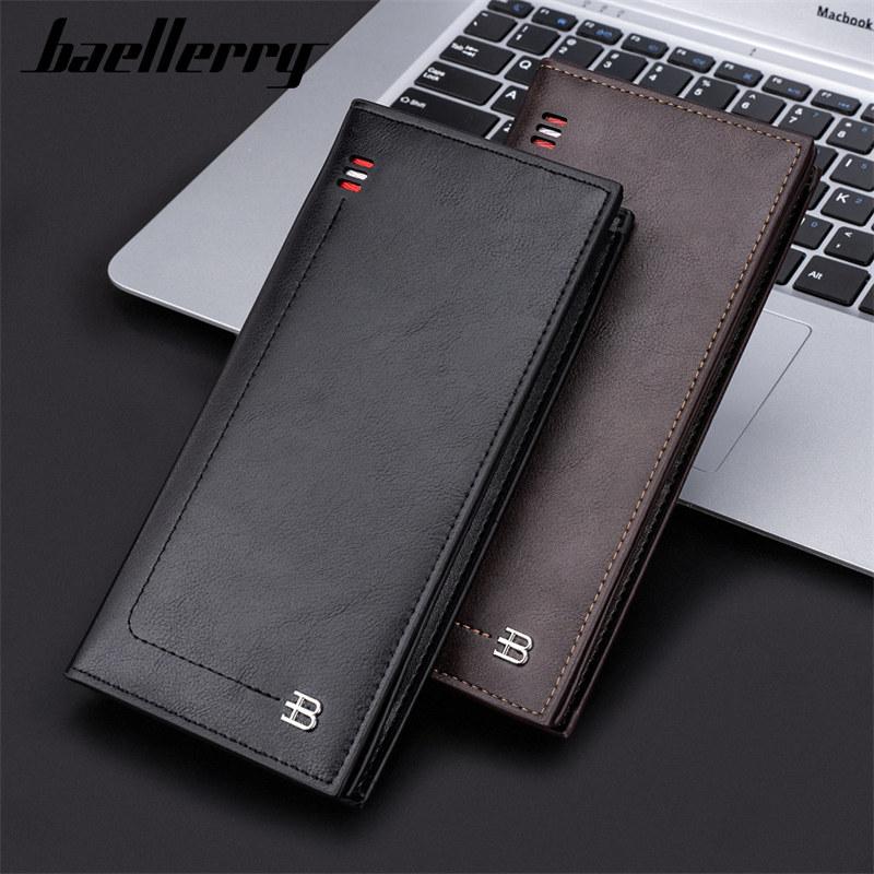 Baellerry Men Long Wallets Vintage Design Card Holder Artificial Leather Business Wallet Money Bags