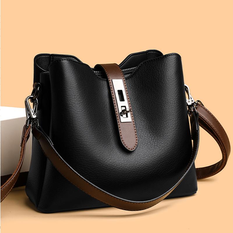 Women's Bucket Shoulder Bag 2026 New Top Layer Cowhide Women Fashi Diagal Cross Bag Brand Luxury Handbag Casual Tote Bag