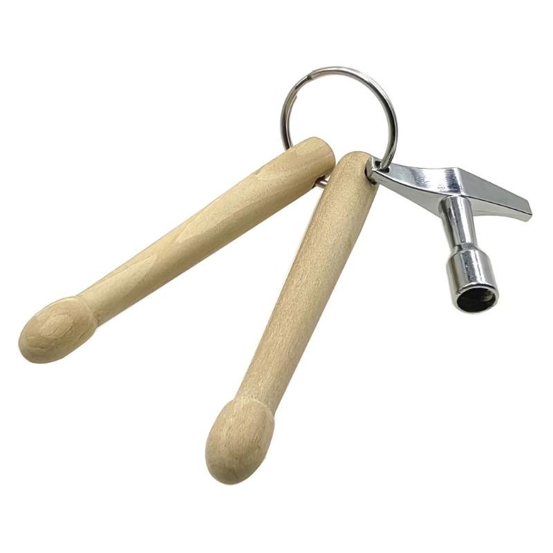 Musical Instrument Keychains Bundle Wooden Drumsticks and Hardware Lock Creative Gifts Ornaments