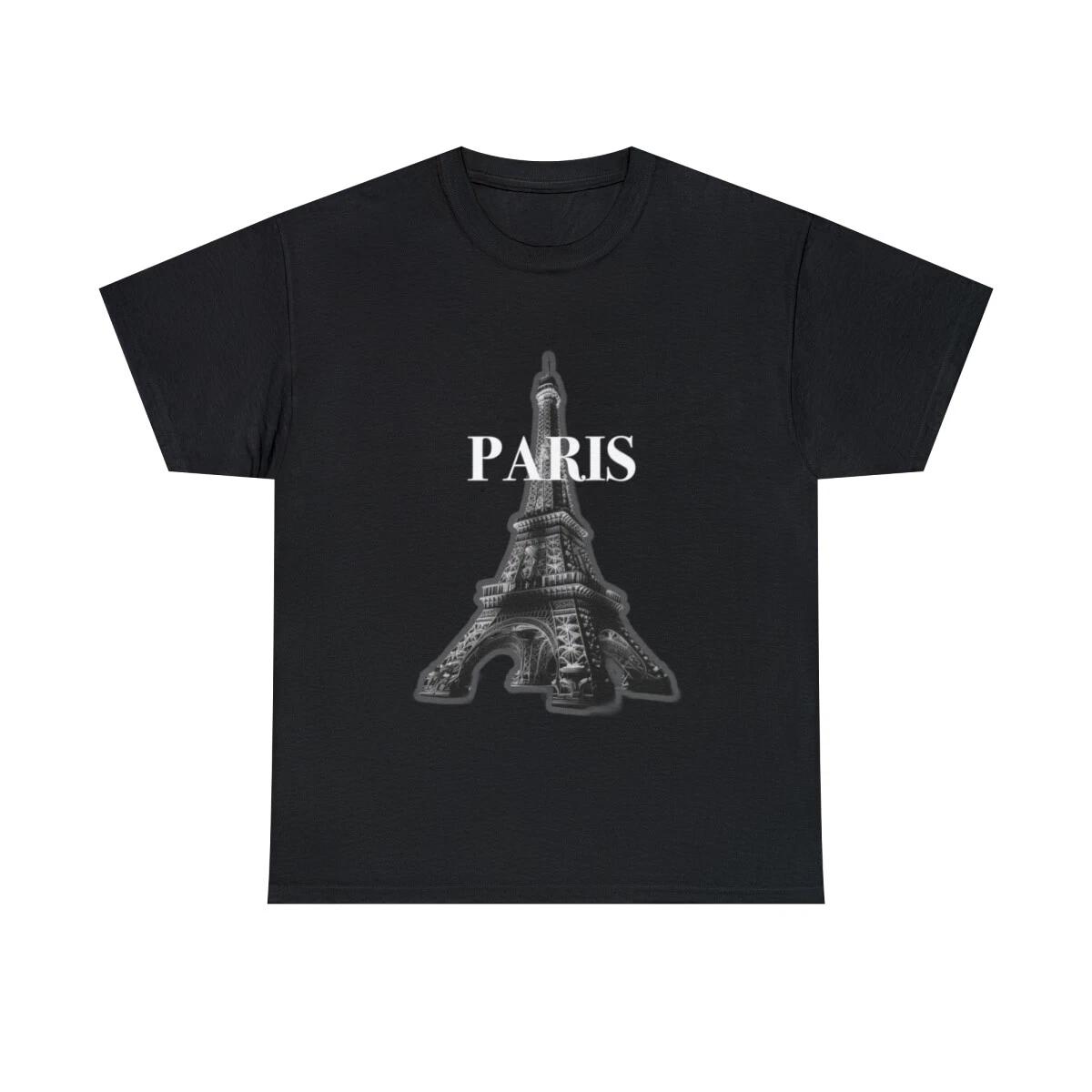 US Adults - Paris France - Eiffel Tower - Tour Eiffel - Unisex Heavy Cotton Tee S