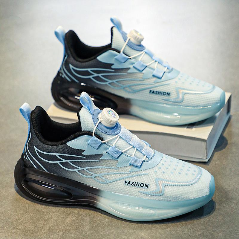 Summer Men's Shoes 2025 New Rotating Button Running Sneakers Men's Breathable Thick-soled Popcorn Cushioning Running Shoes