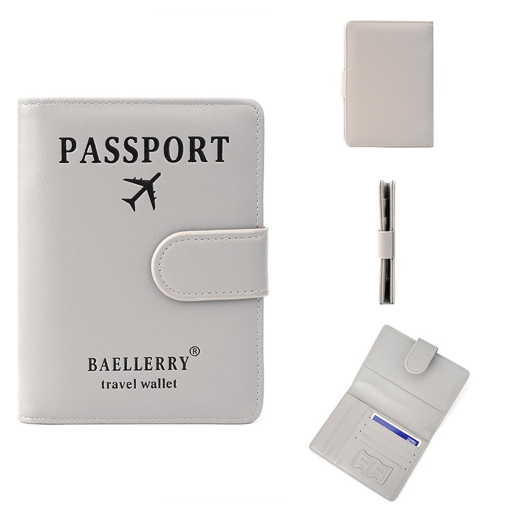 Baellerry Men and Women Pu Leather Short Purse RFID Card Holder Anti-magnetic Passport Holder Simple Snap Button Wallet