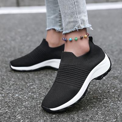 Women's Casual Mesh Sneakers Mountaineering Outdoor Anti Slip Slope Heel Lightweight Hiking Breathable Socks Shoes 2024 New