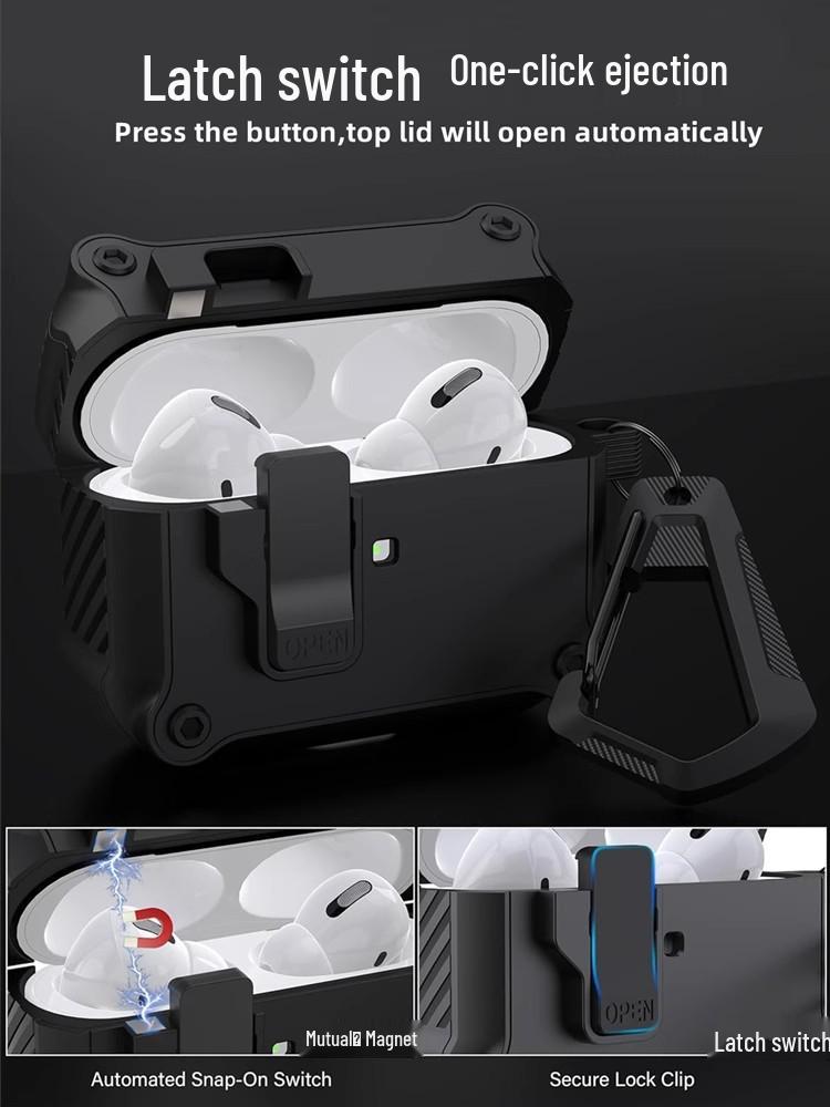 AirPods Pro 3 Flip Cover Case: Auto Buckle Protective Cover for Apple 4th Gen Pro2 Earphones.