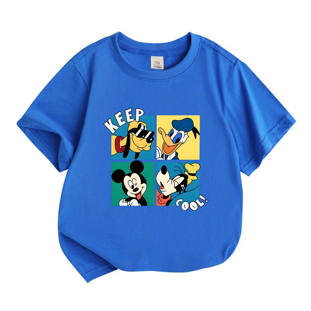 Kids Boys Girls Crew Neck Short Sleeve 100% Cotton T-Shirt, Cartoon Cute Animal Printed Casual Loose Tee Top for Daily Wear Summer Outfits