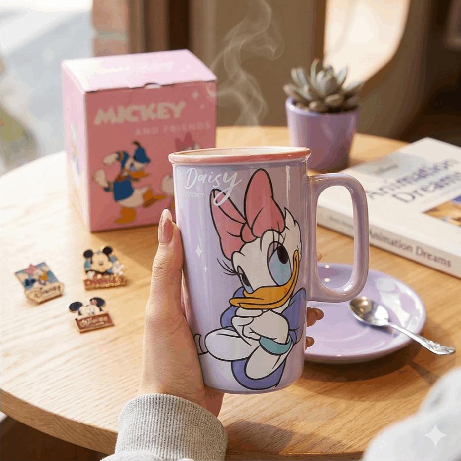 Disney Cartoon Ceramic Mug 500ml, Cute Coffee Cup with Handle, Large Capacity Drinkware for Home Office Gift