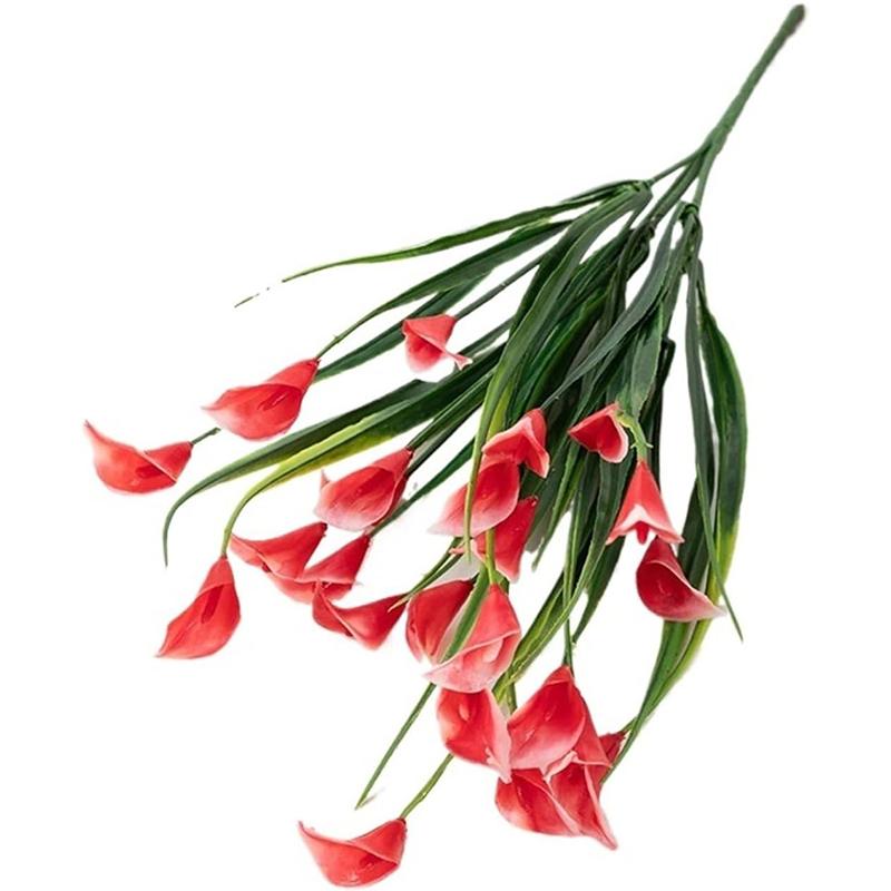 1 Bundles Calla Lily Artificial Flowers for Outdoors Fake Plants Faux Plastic Fake Flower for Indoor Planter Home Cemetery Decor