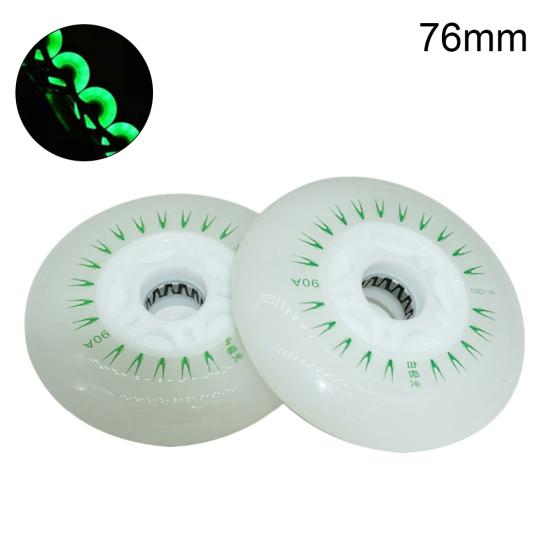 

2Pcs 80/76/72mm In-line Speed Skate Wheels Light Flashing Roller Skating LED 76mm зелёный