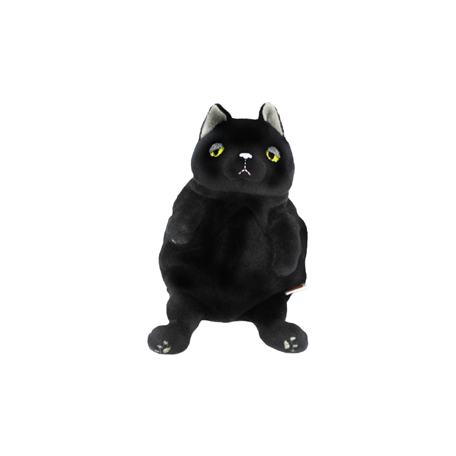 Shinada Global Mochi Series Mochi Neko Black 10 x 10 x 17cm Plush Cat Animal (S) MONE-0168B
