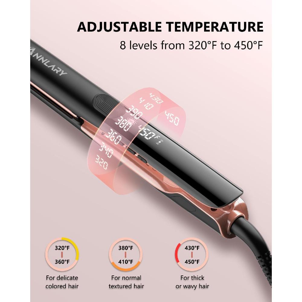 Haarglätter, 2,5 cm Glätteisen, Haarglätter und Lockenstab 2 in 1, professionelles Keramik-Ionen-Glätteisen mit Doppelspannung und Anti-Bügel-Silikon