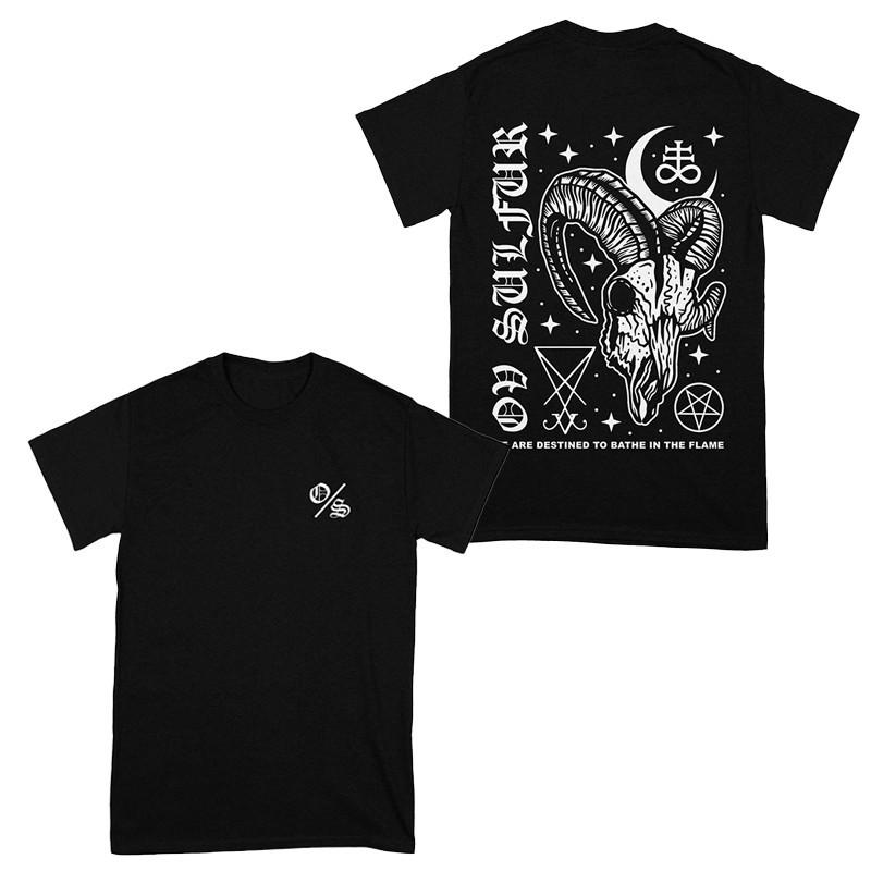 

Ov Sulfur Bands Black and Gold Dark Rock Series American Streetwear Cool Music Mens and Womens Pure Cotton Shortsleeved S