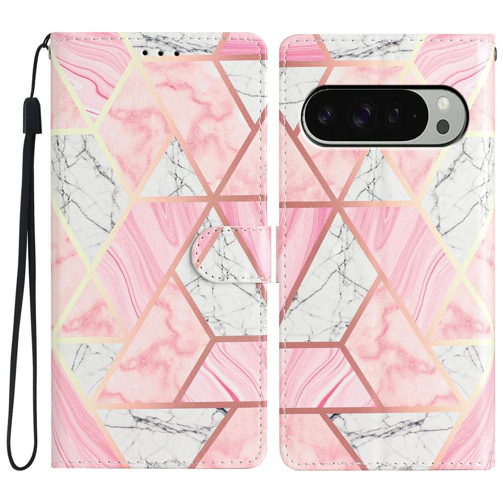 For Google Pixel 9/9 Pro Wallet Case PU Leather Pattern Printing Stand Phone Cover with Strap