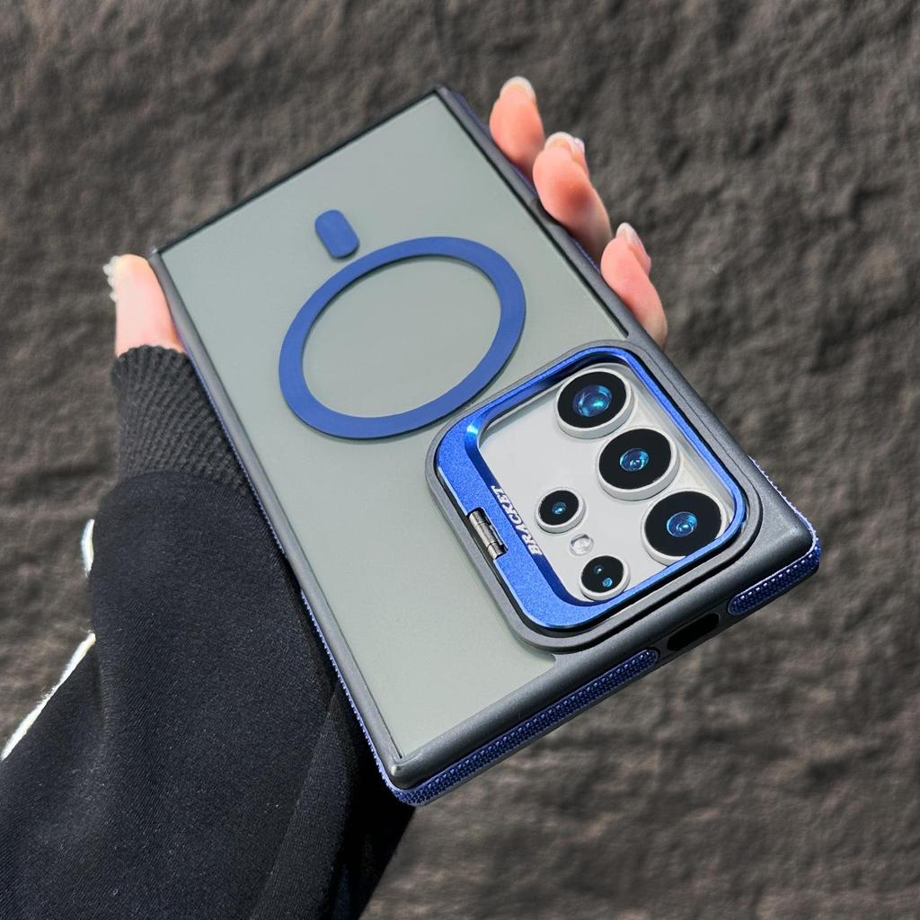 Magnetický kryt Samsung S26Ultra: Kreativní stojánek na objektiv, dvoubarevná ochrana proti pádu pro S24/S25+, pro přeshraniční použití