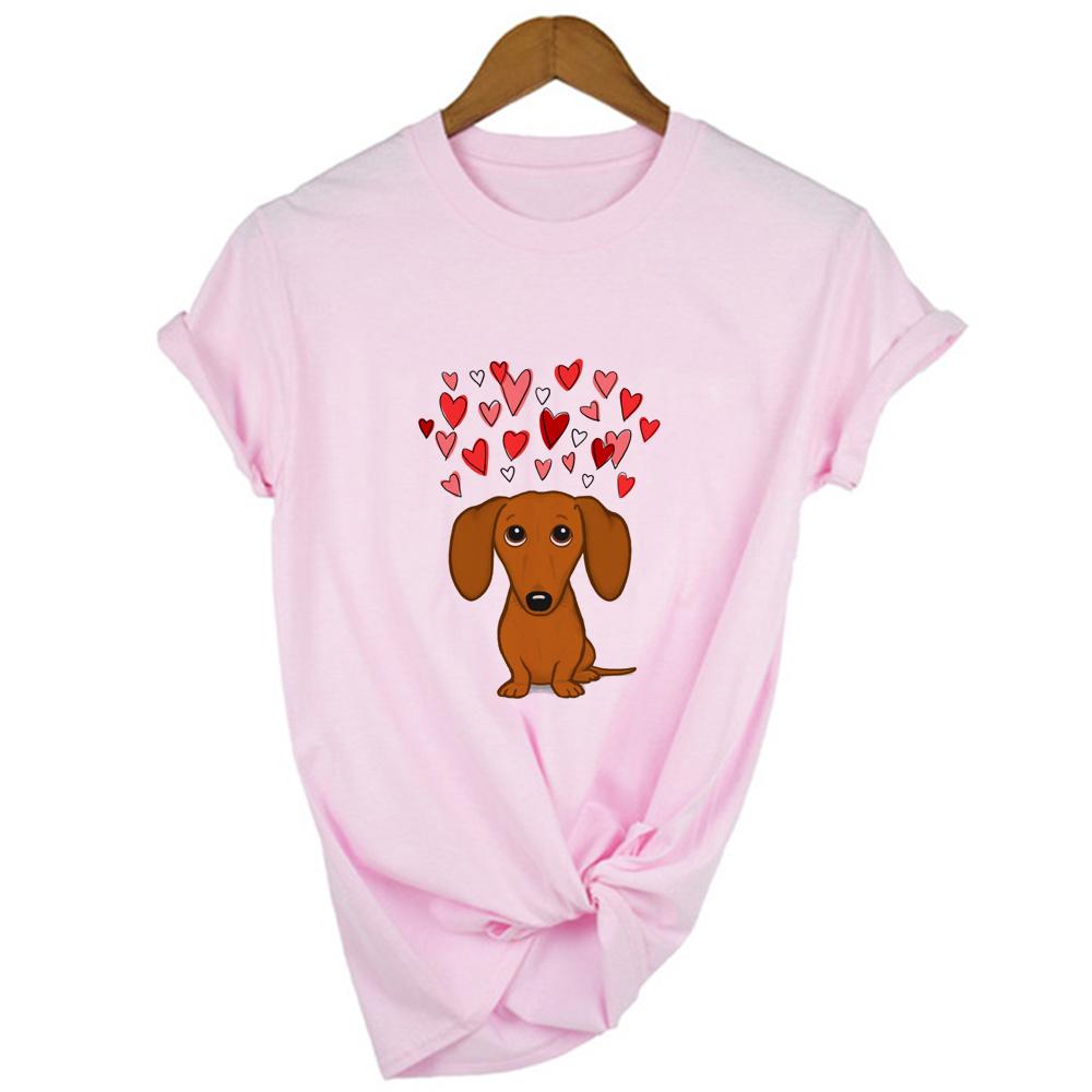 I Love Dachshunds Women Short Sleeve Graphic T Shirt Summer Harajuku Kawaii Dog Print Clothing T 4XL