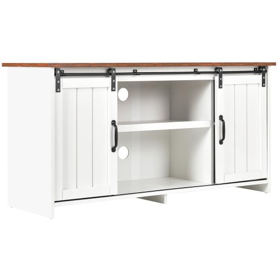 TV Stand with 2 Doors Industrial Solid Wooden Retro Living Room Hallway TV Cabinet Console Table Home Improvement