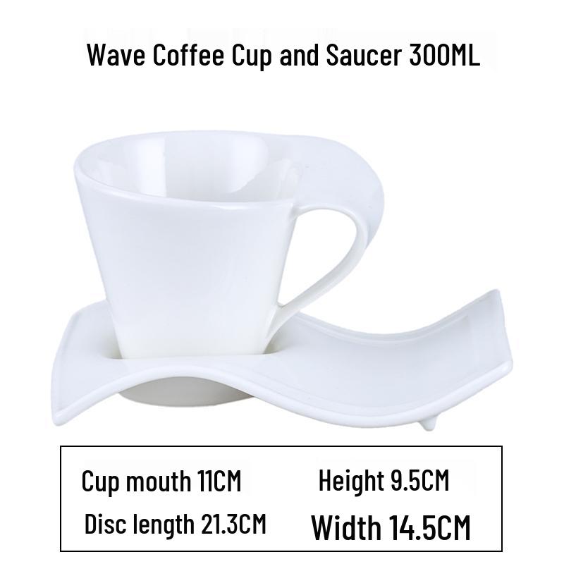 European Latte Art Cappuccino Cup & Saucer Set - White Ceramic Tea/Coffee Cup for Hotel Guest Room