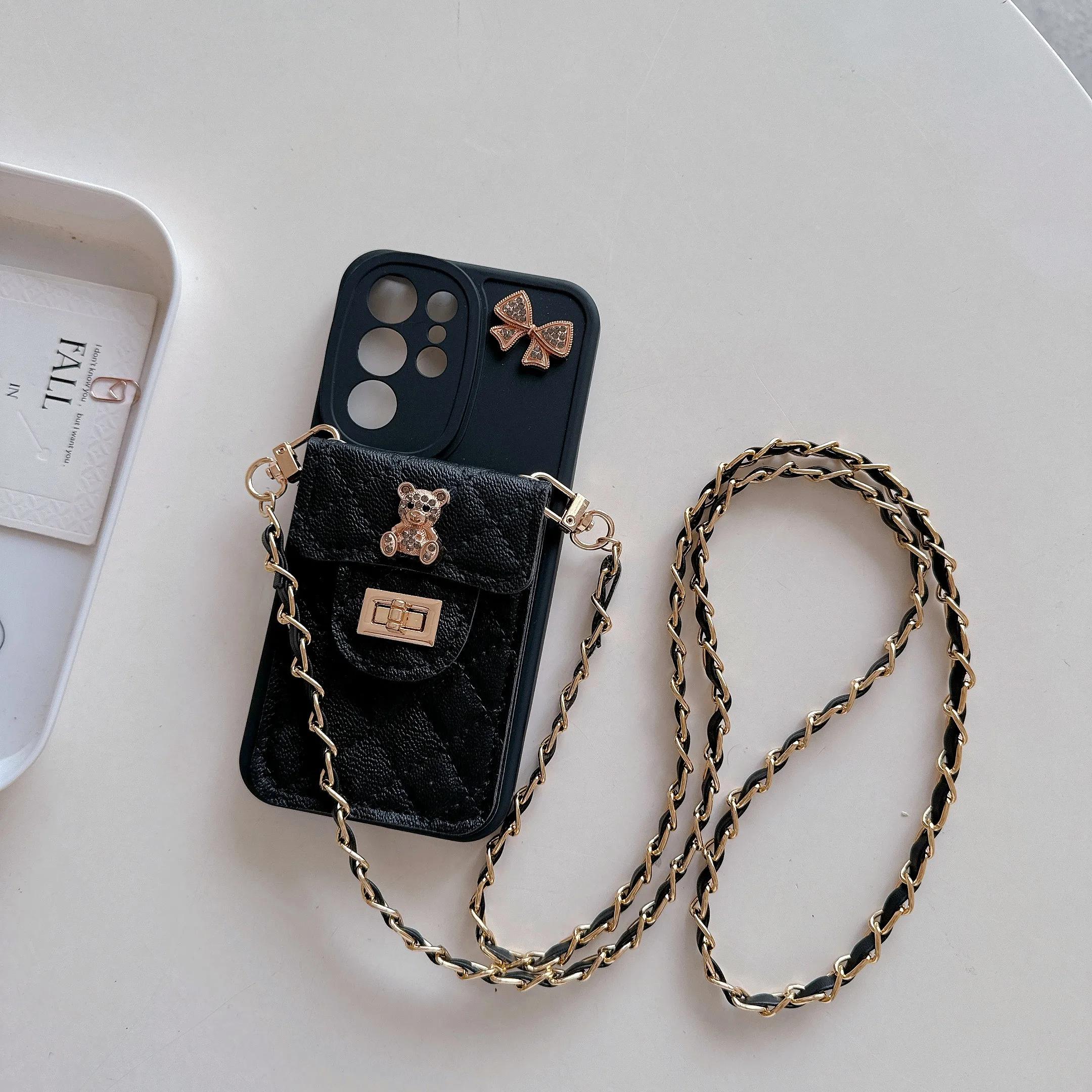 

Кожаный чехол-кроссбоди для телефона для Samsung Galaxy S22 S23 S24 Ultra Plus A55 A15 A05 A05S A54 A34 A24 A14 5G с держателем для карт ForGalaxy A33 5G чёрный