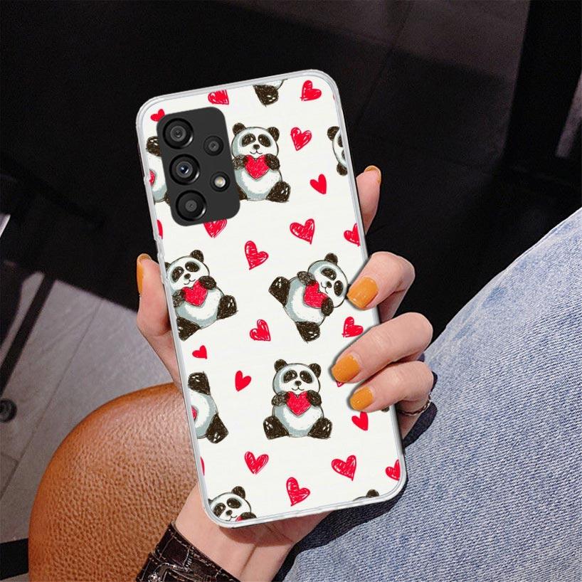 Cartoon Cute Panda Bear Phnoe Case for Samsung Galaxy A17 A37 A57 A16 A26 A36 A56 A15 A14 A13 A55 A54 A53 A35 A34 A33 A25 A24 A2