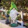 Flocked Garden Gnome Ornaments with Solar Powered Lights Lantern, Waterproof Resin Garden Statue Out