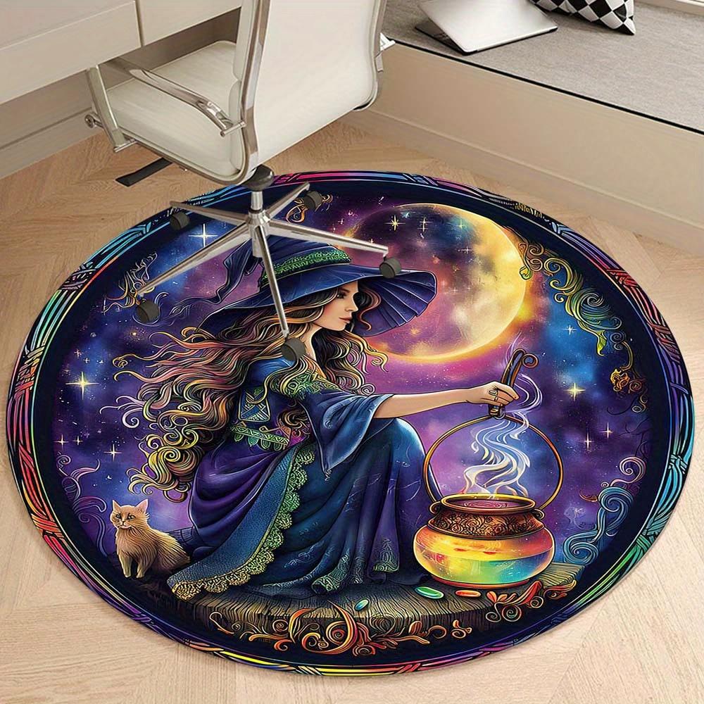 Witch Under The Moon Round Rug Suitable For Office Reception Office Chair Protection Carpet And Also Suitable For Gifts To Relatives And Friends