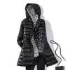 Women Warm Winter Hooded Down Jacket Ultra Light White Duck Down Coat Slim Casual Long Coat Autumn Women