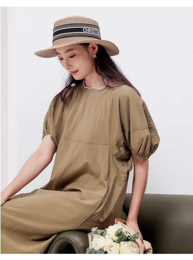 Summer Solid Color Simple Thin Style Dress with Elegant Women's Long Style Dress