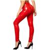Women Patent Leather Front Zipper High Waist Leggings Wet Look Shiny Tights for Street Club Rave Party Stage Performance
