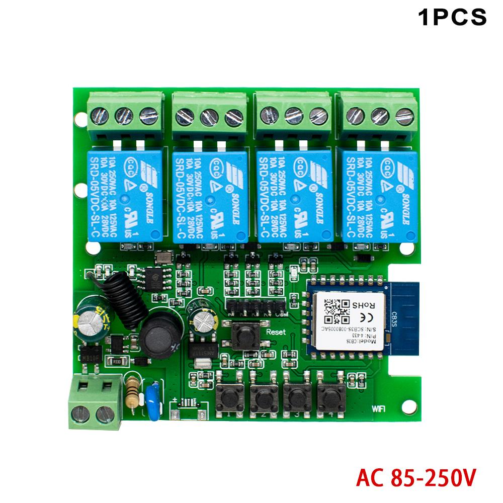 4CH RF Smart Switch 12V 24V 220V AC DC WIFI Tuya Remote Control 433 Light Switch 10A Rele Relay Self-locking Interlock Inching