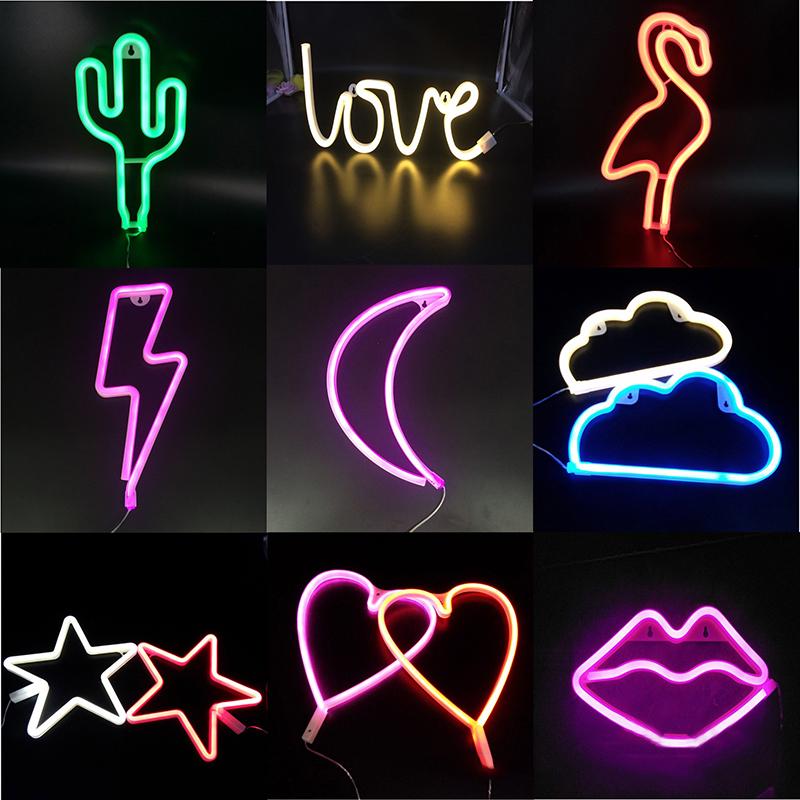 

LED Neon Light Loving Heart Hanging Plastic Neon Light For Bedroom Room Decor Type 2