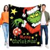 Christmas Grinch Blanket Cozy Soft Bed Throw Fleece Lightweight Holiday Gift for Kids and Adults, Fun Festive Decor for Home, Gr