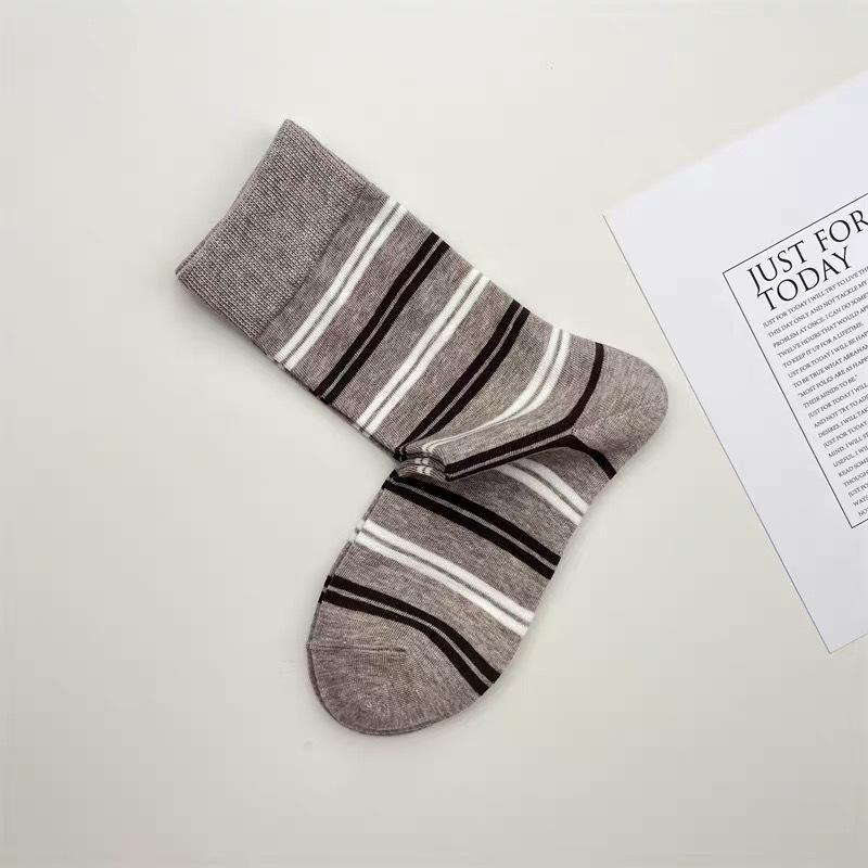 Coffee Striped Socks, Children'S Atmosphere, Wearing Cotton Socks, Versatile Socks, Trendy With Birkenstocks
