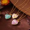 Ins Simple Drip Oil Love Opening Photo Album Necklace Hot Selling Adjustable Necklace Gold Plated Color Preserved