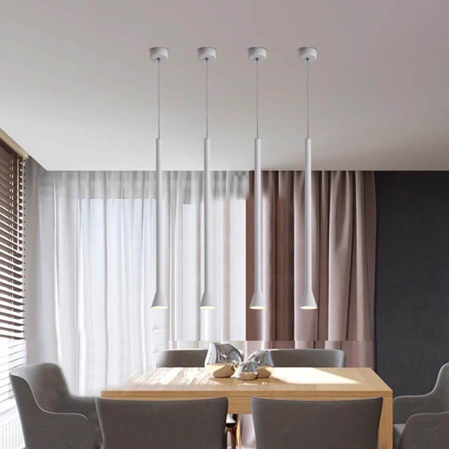 Modern Simple Led Pendant Light Long Tube Kitchen Island Hanging Light Bedroom Bedside Suspension Cafe Restaurant Pendant Lamp