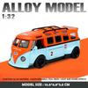 ABBY1 1:32 T1 Bus Modell Sound Licht Kinder Junge Diecast Spielzeugfahrzeug Kollektives Heimdekor Metall Miniatur Auto